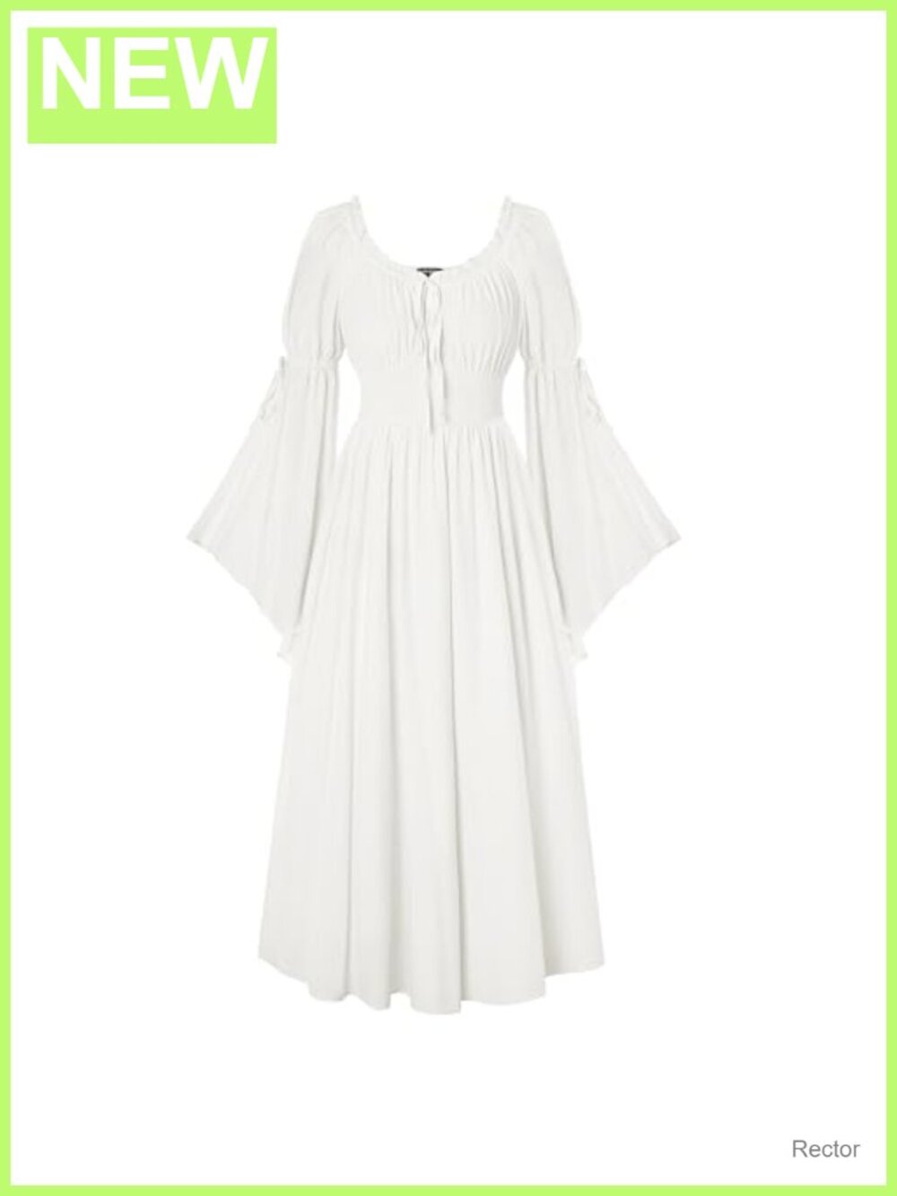 Renaissance Peasant Medieval Maxi Dress Slit Bell Sleeves A-Line